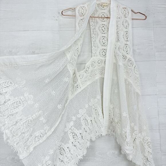 Anthropologie Meadow Rue Crochet Draped Lace Vest XS/S Cottagecore Boho Coquette - Picture 5 of 13